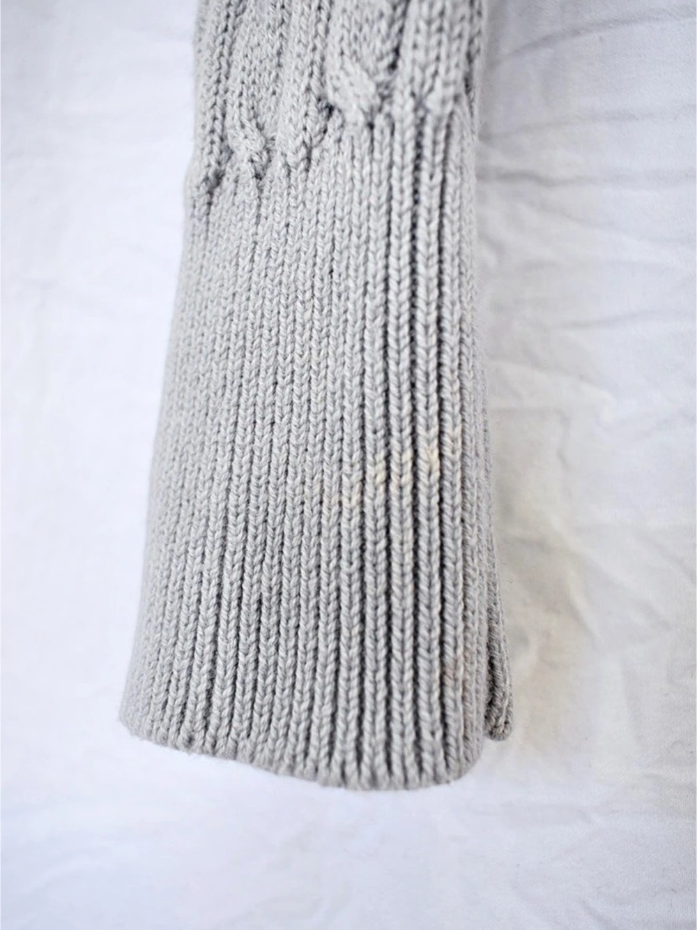Y2K Cable Knit Zip Up Hoodie Lightweight Heather Gray Size S - Picture 5 of 7